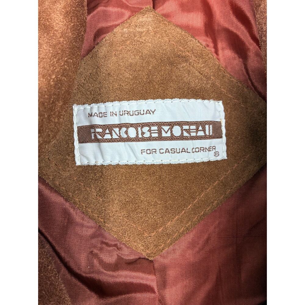 Vintage 70s Francoise Moreau Suede Belted Boho Western Blazer Jacket Brown S - Picture 9 of 9